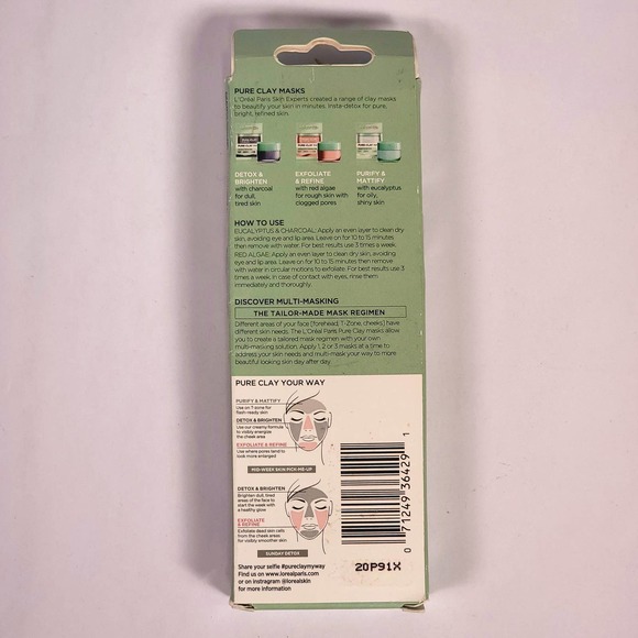 (3) Loreal Pure Clay Masks Multi-Mask Kit w/3 Pods - Purify Exfoliate Brighten - - Picture 3 of 3